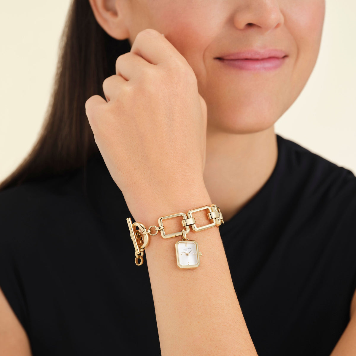 The Octagon Charm Chain Blanco Oro - Con Grabado SWGSG-O52_Engrave,leftcolumn