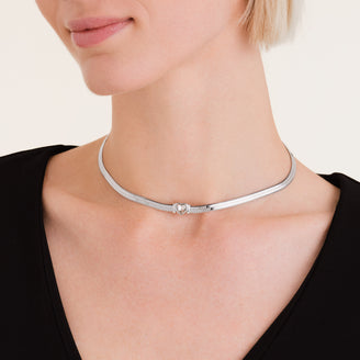 Choker Cadena Serpiente Corazón Plateado JNSWS-J1003,leftcolumn