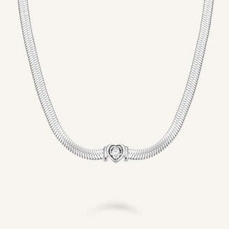 Choker Cadena Serpiente Corazón Plateado JNSWS-J1003,leftcolumn